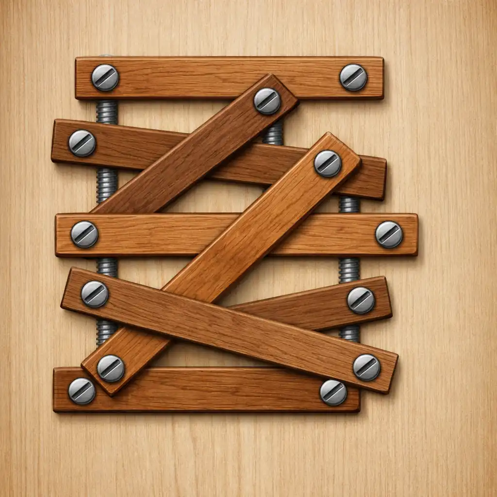 Plansza Wood & Bolts z nakładającymi się drewnianymi listwami i metalowymi śrubami